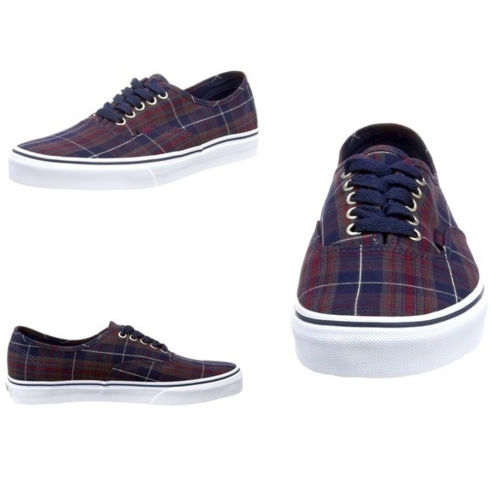 New Vans Plaid Dress Blue Sneakers